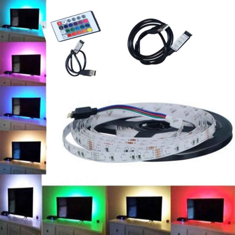 USB Powered DC 5 В в Светодиодная лента 2835 RGB белый теплый USB светодио дный Светодиодная гибкая лента светодио дный Светодиодная лампа 1 м 2 м 3 м 4 м 5