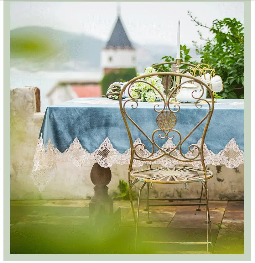 Европейская роскошная скатерть с вышивкой, скатерть для обеденного стола, скатерть, бархатная скатерть для чайного стола, кружевная Цветочная плотная сетка