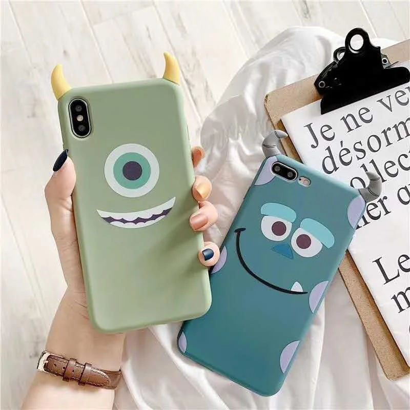 

Cute 3D Monsters University Cartoon Earbuds case for iPhone 6 6s 7 8 plus X XR XS MAX Soft Candy Color Silicone Phone Back Cover