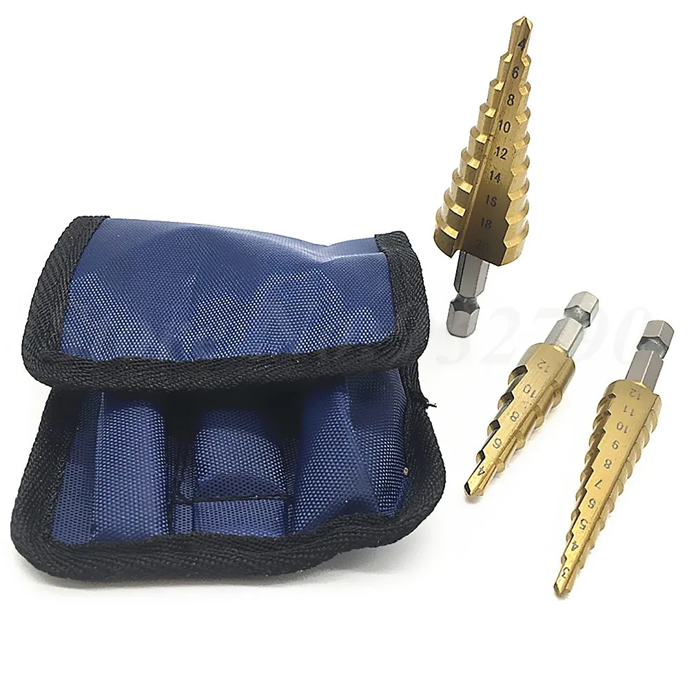 

3pcs Hss Hss Stright Flute Step Drill Bit Set Core Drill Bit Cone Steel Titanium Step Drill Bits Set Hole Cutter Metal Drilling