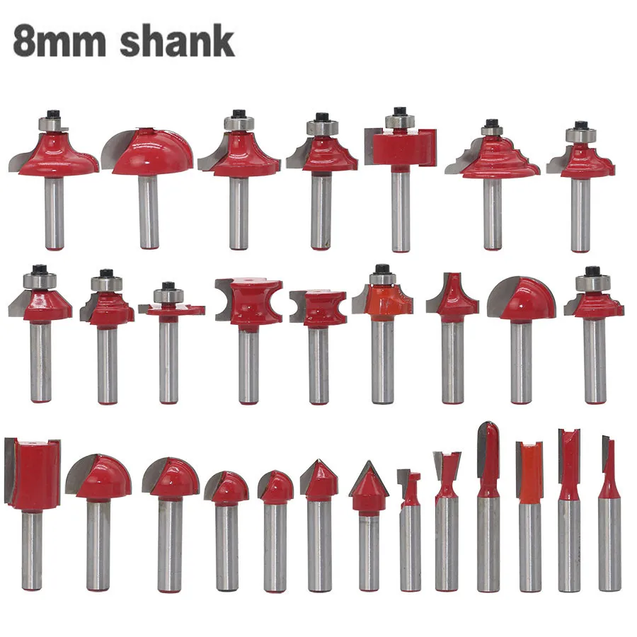 

1pc 8mm Shank Classical T-Slot Milling Cutters C3 Carbide Cleaning Flush Trim Wood Router Bit Straight End Mills