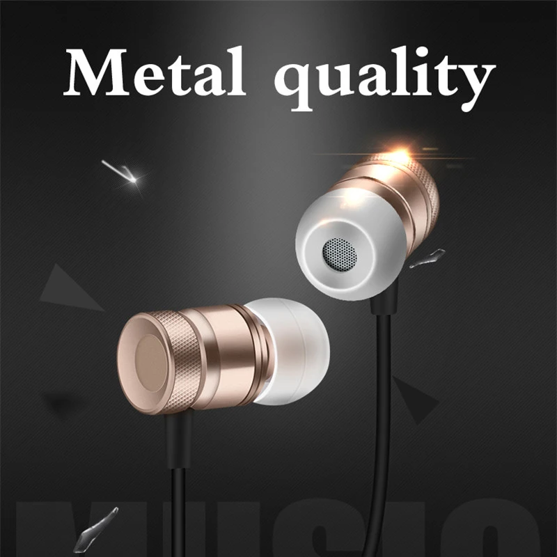 Stereo Metal Wired Earphone With Microphone Earbuds In Ear Headset Bass Sound Music Earphones For Iphone Xiaomi Huawei Phones