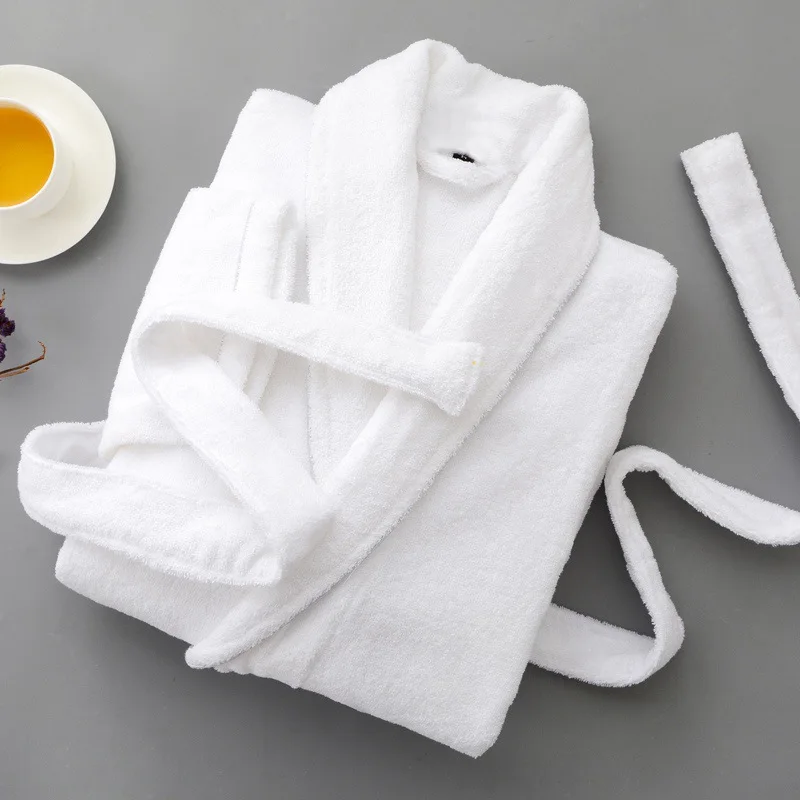 Winter Cotton Towel Fleece Men Bathrobe Thick long soft Robe Male Long Leeve Plus Size XXL Sleepwear Mens Robe Bathrobe White