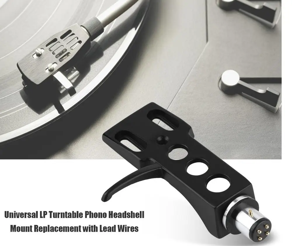 

Universal Phono Headshell 4Pin Contacts Turntable Headshell Replacement with Lead Wires Turntable Headshell