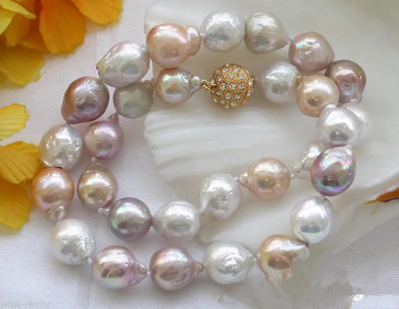 

FREE SHIPPING>@@> Hot sale new Style >>>>> Natural 11-12mm Colorful Freshwater Pearl Beads strand chain necklace 18