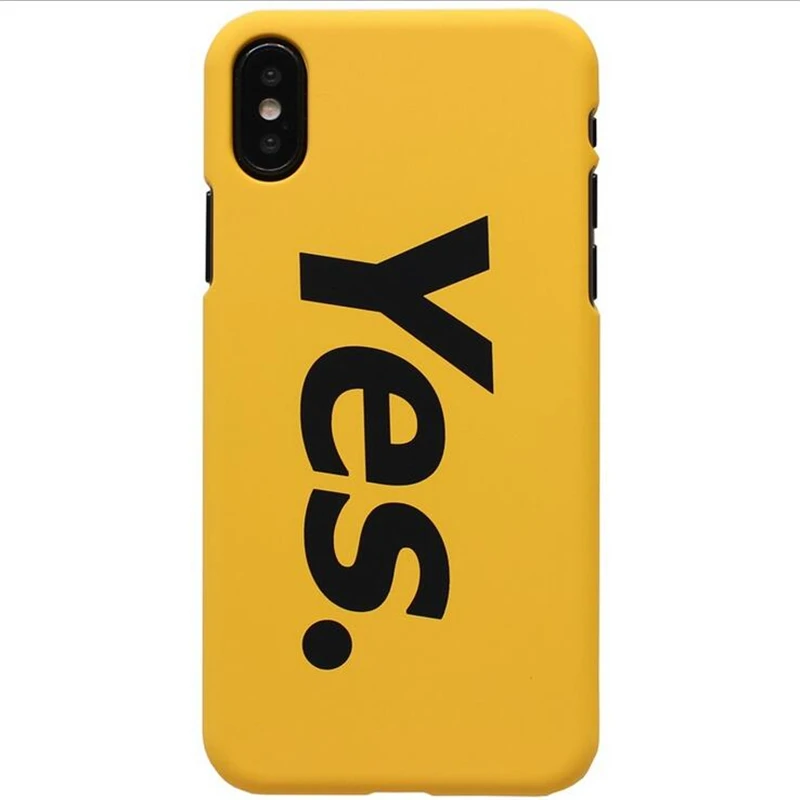 

Letter YES Phone Case for Iphone X XS 8 7 6 S 6s Plus Cartoon Korea Yellow Hard Scrub Phone Shell Cases Cover