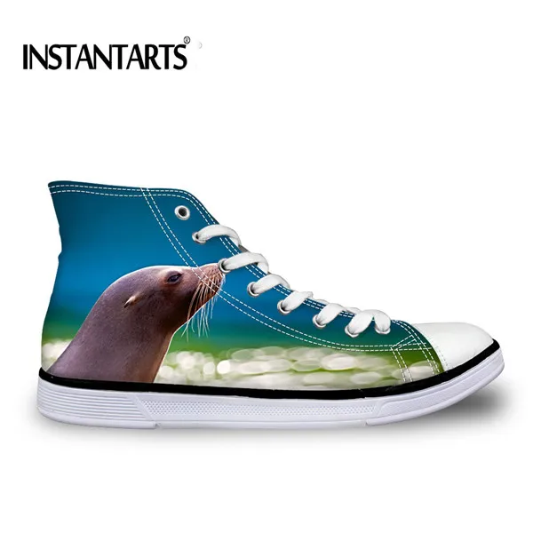 INSTANTARTS/мужские туфли с объемным животным дельфином из вулканизированной кожи; брендовая мужская парусиновая обувь с высоким берцем суперзвезды; студенческие кроссовки на плоской подошве со шнуровкой - Цвет: CA4644AK