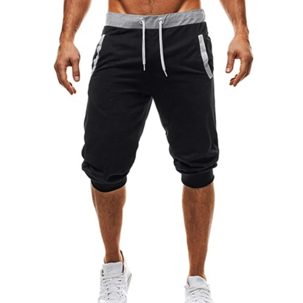 2018 модные Фитнес Бодибилдинг мужские шорты джоггеры Повседневное лоскутное по колено штаны мужские хлопок Короткие Homme