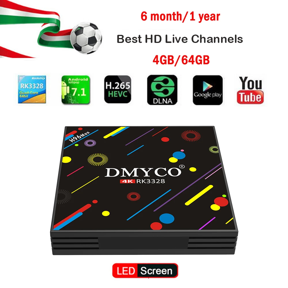 2019 Europe Arabic France Subscription H96 Max H2 Android 7.1 TV Box 4GB 64GB RK3328 Quad Core 4K Smart Set-Top Media Player | Электроника