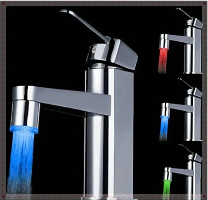 LED Color Changing Basin Faucet Single Handle Deck Mount Chrome Brass