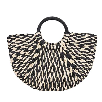 

Handbag Female Big Travel Vacation Totes Bamboo Handbag For Ladies Handmade Woven Straw Beach Bag Summer Women's Purse bolsa #S