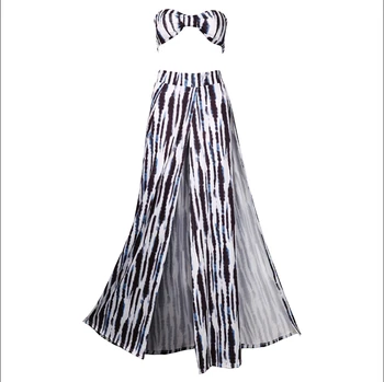 

Long Skirt Women Skirts 2018 Boho Beach Vertical Striped Split Summer Sexy Open Side Asymmetrical Skirts