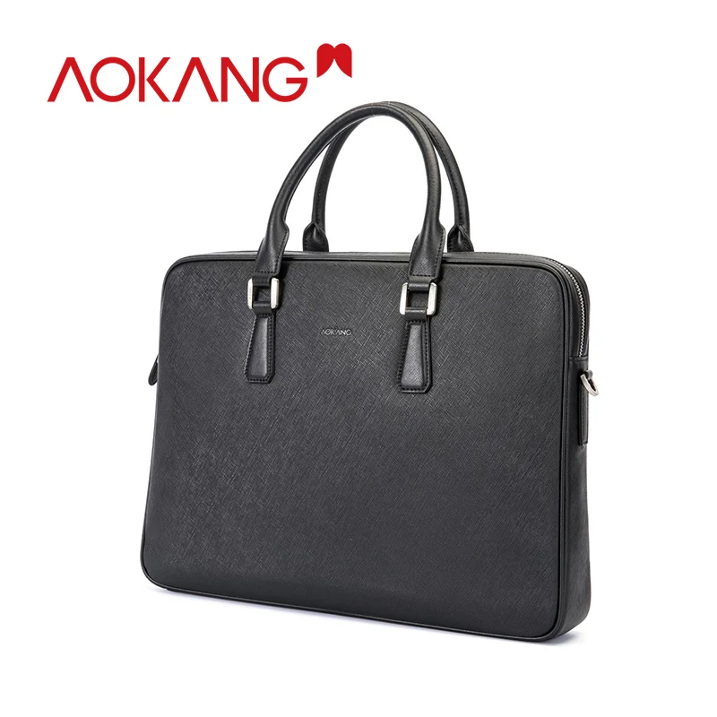 AOKANG 2019 جلد طبيعي حقيبة سستة الرجال حقيبة أعمال عالية الجودة الذكور الأعمال سعة كبيرة ثيقة حقيبة مكتب