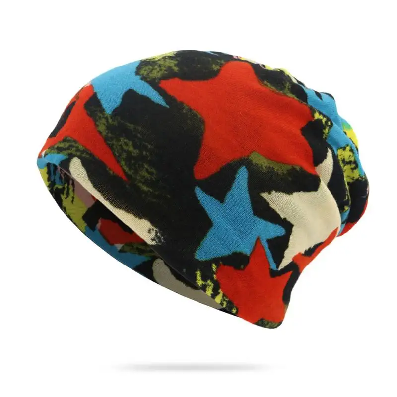 

WZCX 2019 New Geometric Printing Soft Casual Tide Hip Hop Cap Breathable Spring Summer Unisex Beanie Adult Cap