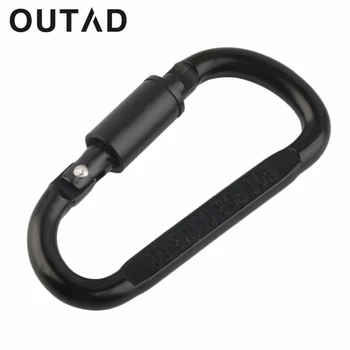 

OUTAD 1pc Black Camping Carabiner Aluminum Alloy Carabiner Hiking D-Ring Keychain Clip Hook Buckle Sport Hot Sale