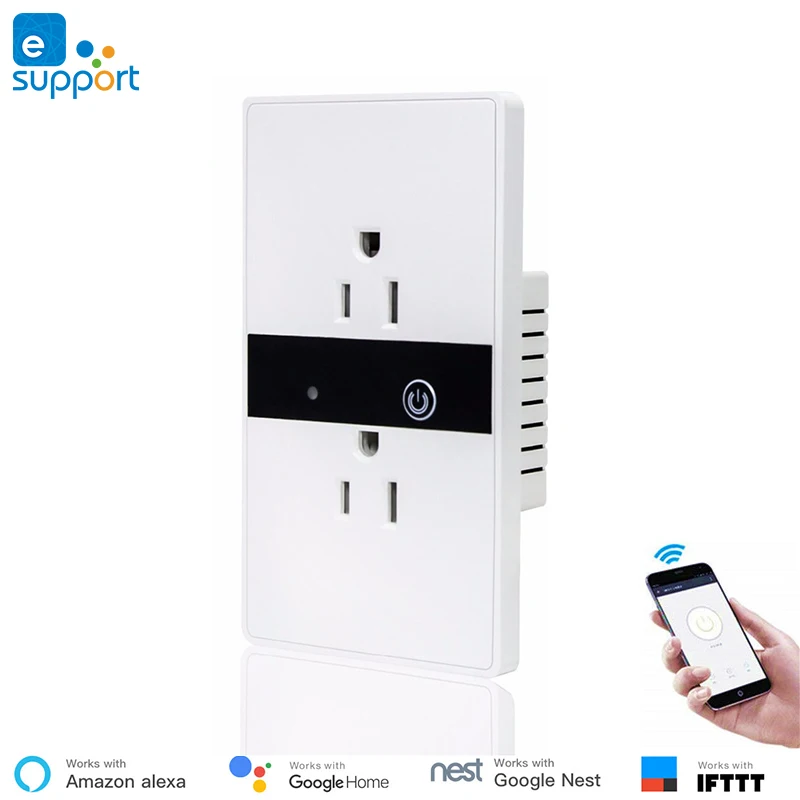 

Controller di domotica eWeLink App control WiFi wall socket US standard smart in-wall outlet 220V google home compatible IFTTT