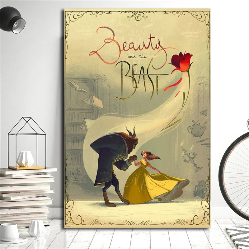 Movie Beauty And The Beast Vintage Canvas Posters Prints