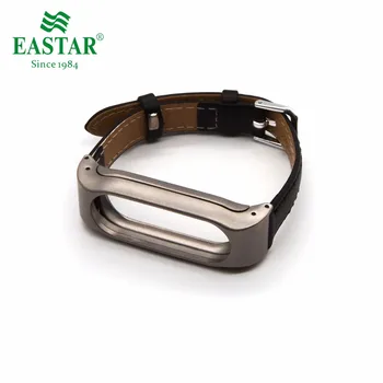 

Eastar Smart Watch Accessories Leather Strap For XiaoMI Band Leather Bracelet Black Replace Wristbands Metal Strap For Mi Band 2