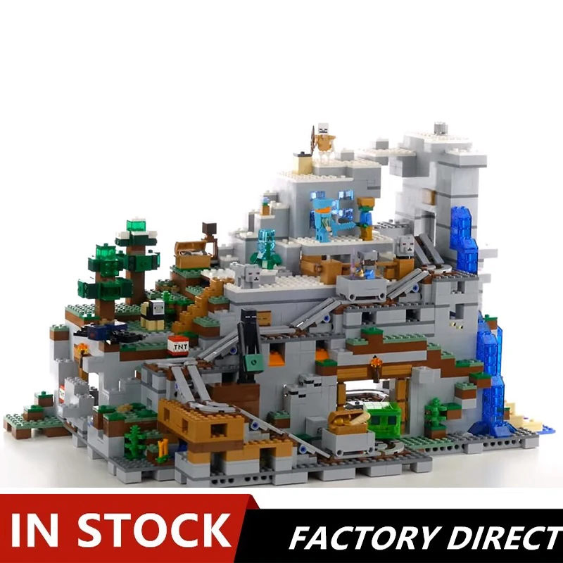 

SY947 18032 The Mountain Cave Set Building Kit Blocks Bricks My worlds Clone Compatible With 21137 birthday gifts For Child