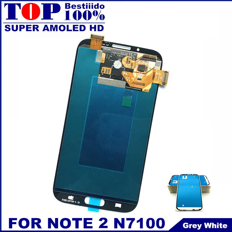 

For Samsung Galaxy Note 2 Note2 N7100 N7105 LCD Super AMOLED LCDS Display Touch Screen Digitizer Assembly Replacement Sticker