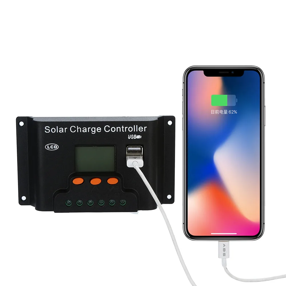 

LED Solar Panel Regulator Charge Controller PWM USB 20A 12V-24V With Dual USB