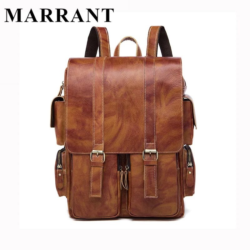 MARRANT Man New Backpack Genuine Cowhide Leather Men Bags Multifunctional Men's Travel Bags Male Messenger Laptop Shoulder bag