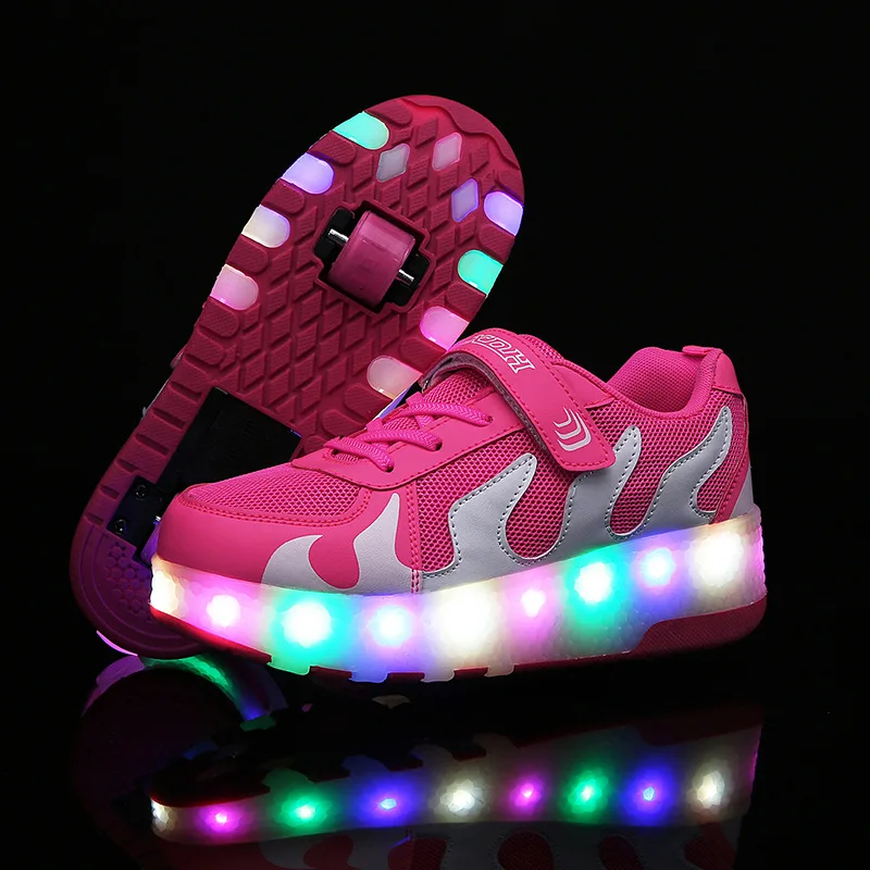 

Children Mesh Single Two-Wheeled Roller Shoes Led Colorful Lights Shoes heelies Boys Girls Wheels Shoes Adult Casual boys Shoe