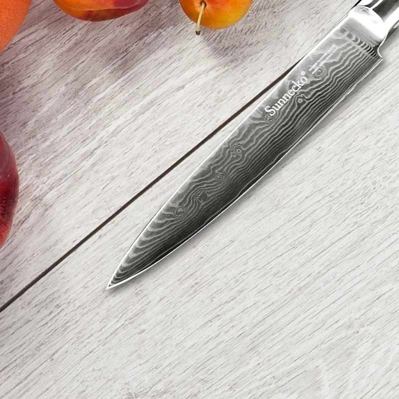 SUNNECKO 3 шт. Дамаск Кухня ножи Набор утилита нож для очистки овощей Santoku Ножи японский VG10 Сталь Pakka деревянной ручкой острое Пособия по кулинарии инструменты