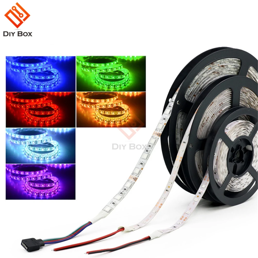 12 В постоянного тока 5 м Светодиодная лента SMD 5050 RGB 300 светодиодов футов Белый