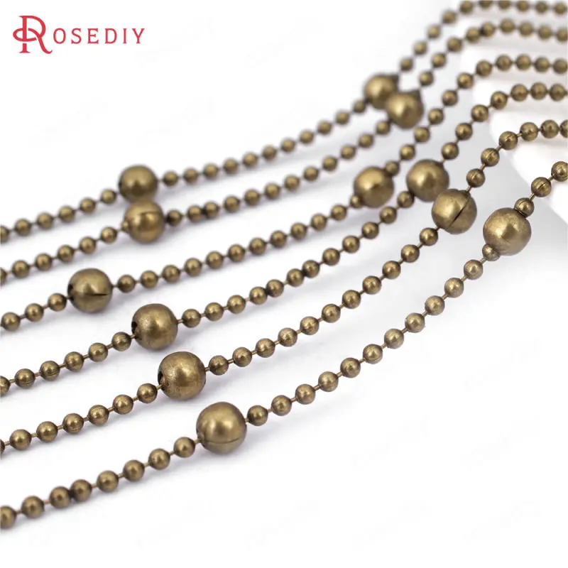 (28101)5 Meter 1.5mm And 3.5mm Antique Bronze Copper Station Ball Chain