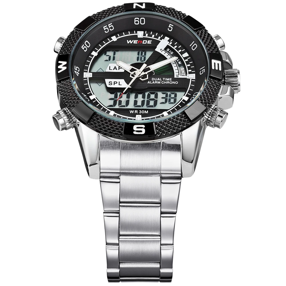 Лидирующий бренд WEIDE мужские модные спортивные часы мужские полностью Стальные кварцевые аналоговые светодиодный часы мужские военные наручные часы Relogio Masculino