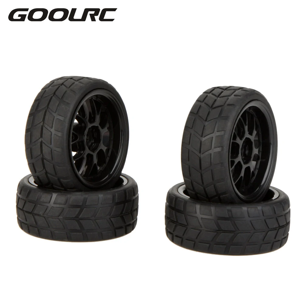 

GOOLRC 4 Pcs Original High Performance Rubber 1/10 Rally Car Wheel Rim and Tire for Traxxas Tamiya HPI Kyosho RC Car