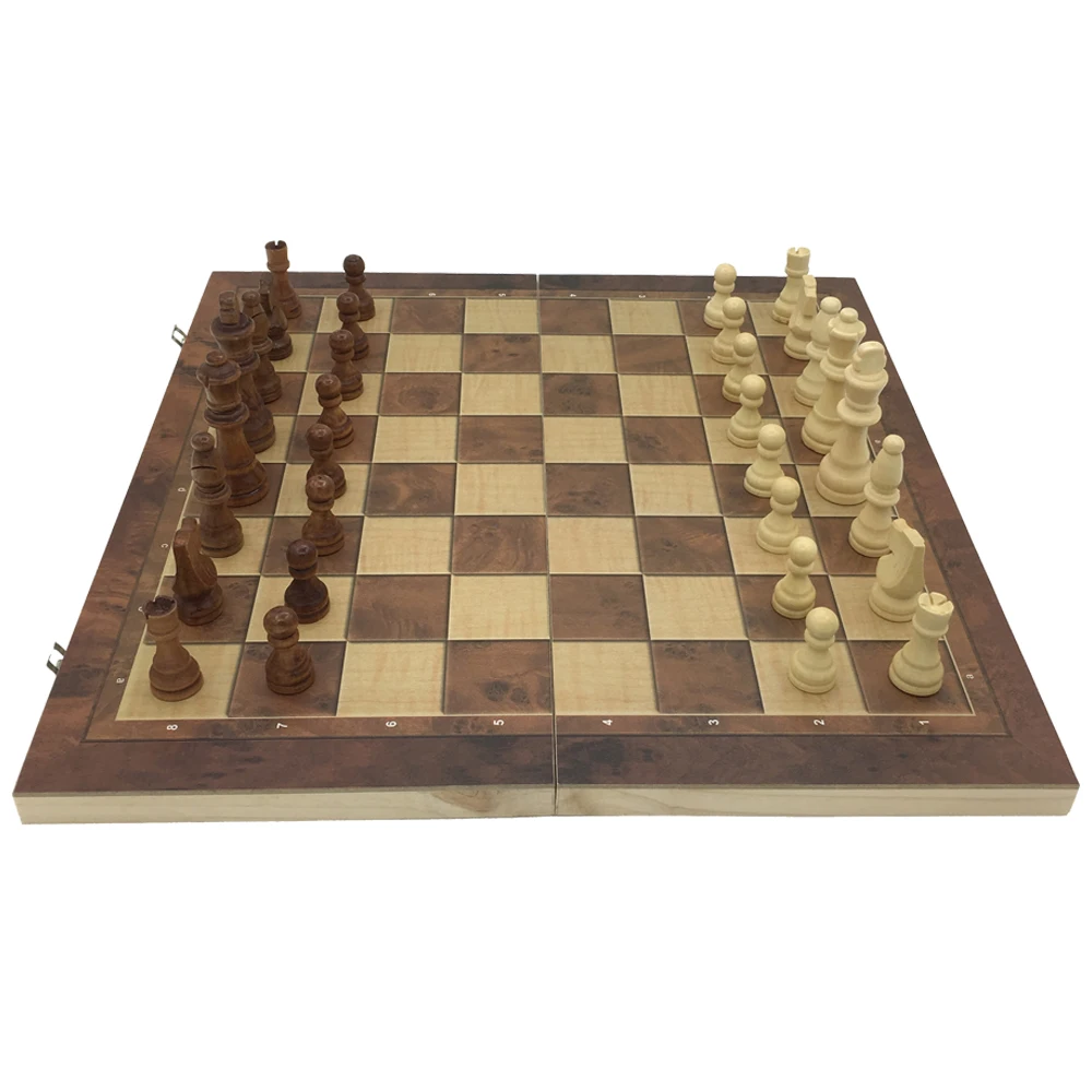 Большие шахматные наборы, нарды, шашки и шахматы 3 в 1 деревянные сделанные без магнитной доски Размер 43,5 см x 43,5 см развлечения