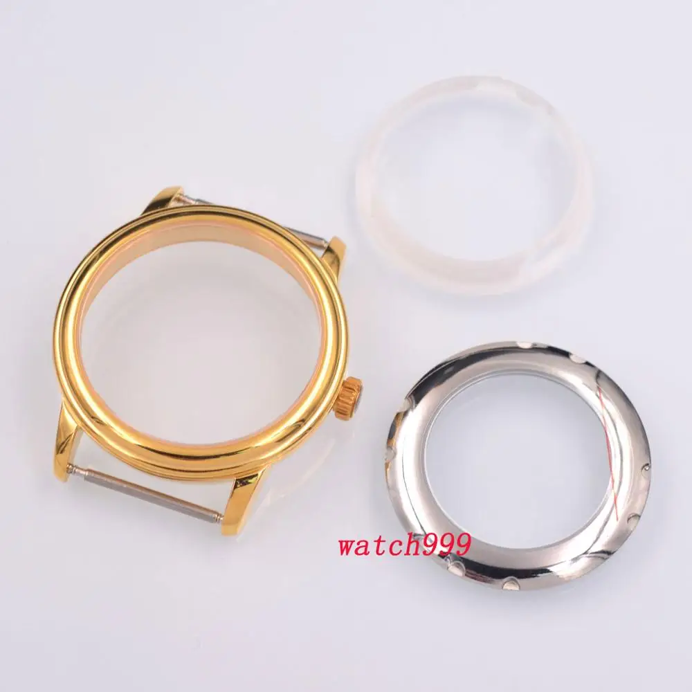 Caixa de Relógio Safira Cristal Ouro Inoxidável Sólido Eta 2824 2836 Miyota 8215 821a Movimento Dg2813 40mm Aço