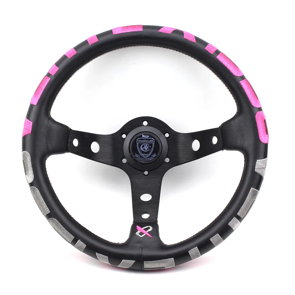

13inch Genuine leather Pink color Deep Dish vertex 1996 Racing Steering Wheel