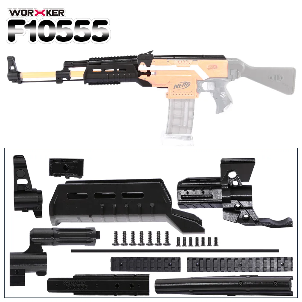 

Worker f10555 3D Printing NO.105 Series Long Type Modified Kit Professional Toy Accessories for Nerf Stryfe(Type D) - Black