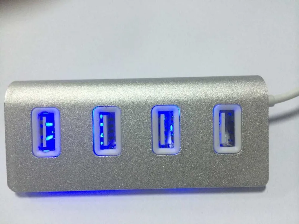 Высокая Скорость 4 Порты и разъёмы led USB hub-разветвитель алюминиевый Мощность подключения по шине CAN для Apple iMac MacBook, ПК, ноутбук Настольная компьютерная периферия