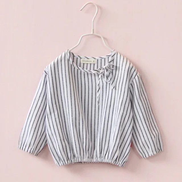 

Hurave New Baby Girls Clothes Summer long Sleeve t Shirt Top Striped Blouse Children Causal Shirt Kids Shirt Clothing