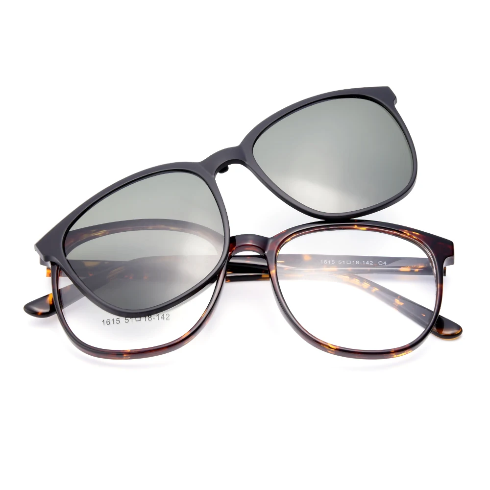 

BAONONG Ultralight TR90 Women Glasses Frame With Magnetic Polarized Clip On Sunshades Dual Purpose Optical Spectacles Frame 1615