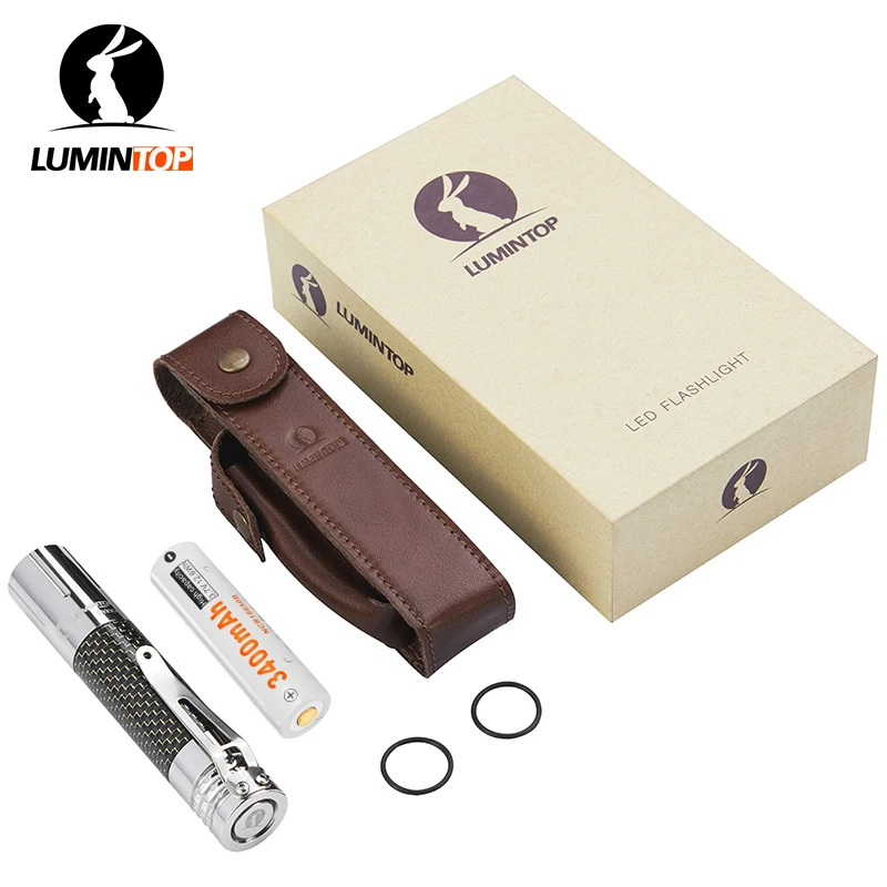 

LUMINTOP Prince Stainless Steel+1X18650 Battery Cree XPL Powerful LED Flashlight Waterproof With Premium Carbon Fiber Material
