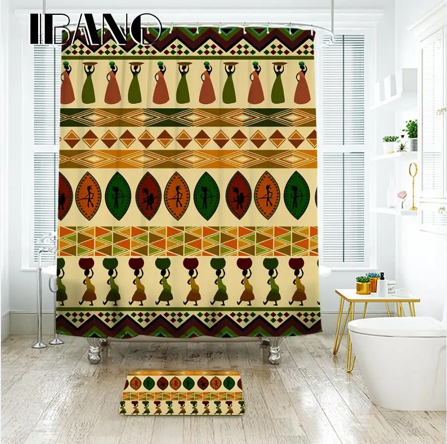IBANO, винтажная партерная занавеска для душа, водонепроницаемая полиэфирная ткань, занавеска для ванной, занавеска для ванной комнаты, украшенная 12 пластиковыми крючками - Цвет: 1