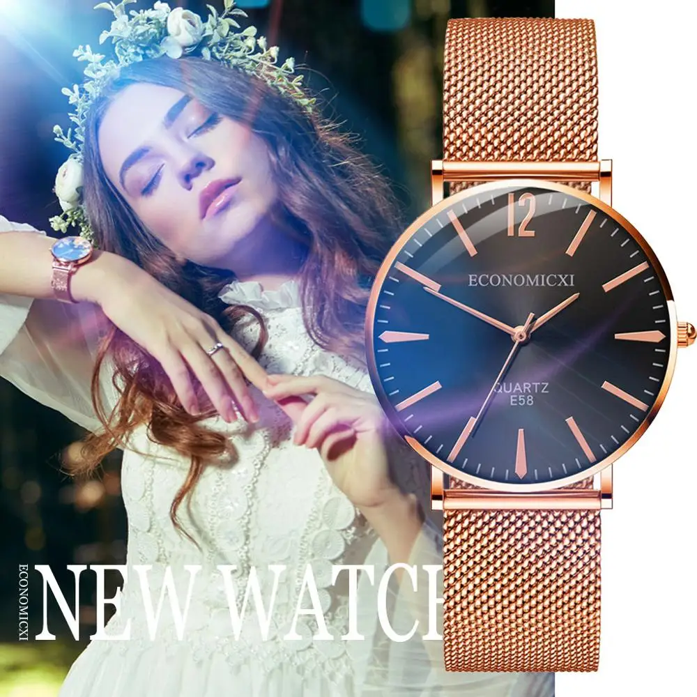 

Fashion Rose Gold Watches Women Wristwatches Luxury Mesh Strap Quartz Watches Lady waterproof Watches Gift relogio feminino Q60