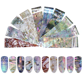 

1 Box 10pcs Colorful Marble Shining Stone Rock Nail Art Foil Stickers Glue Transfer Gorgeous Nail Art Decorations