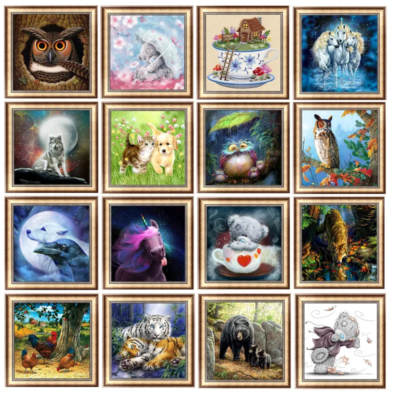 

Diy 5d diamond painting cartoon animal round diamond mosaic picture embroidery pattern embroidery handmade children's gifts