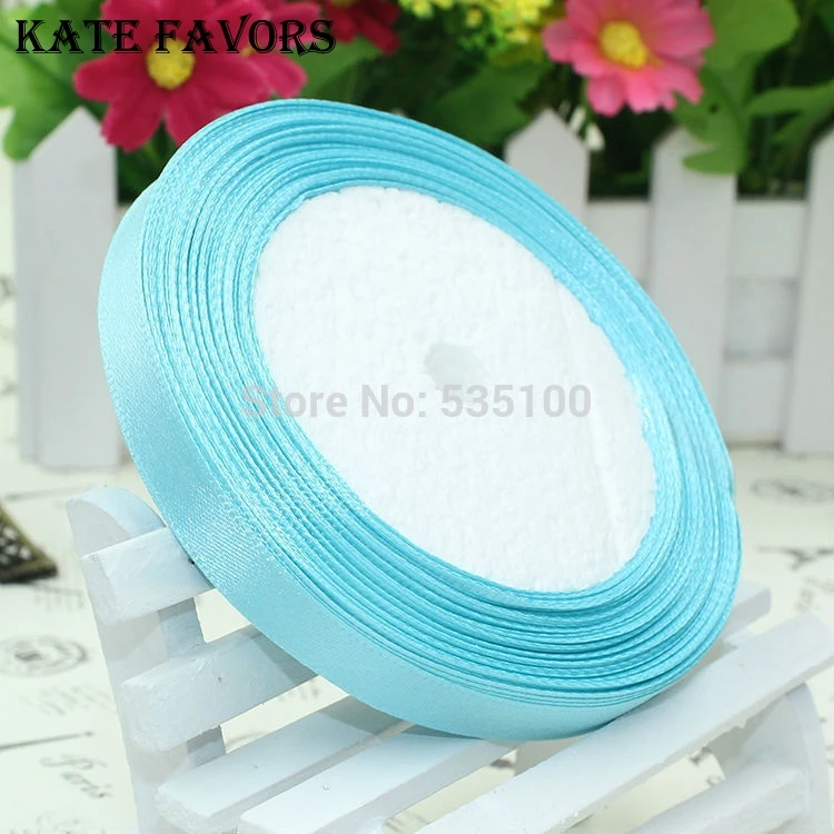 

25 Yards 10mm-40mm Light Blue Satin Ribbons Include All Colors Wedding And Birthday Party Decoration