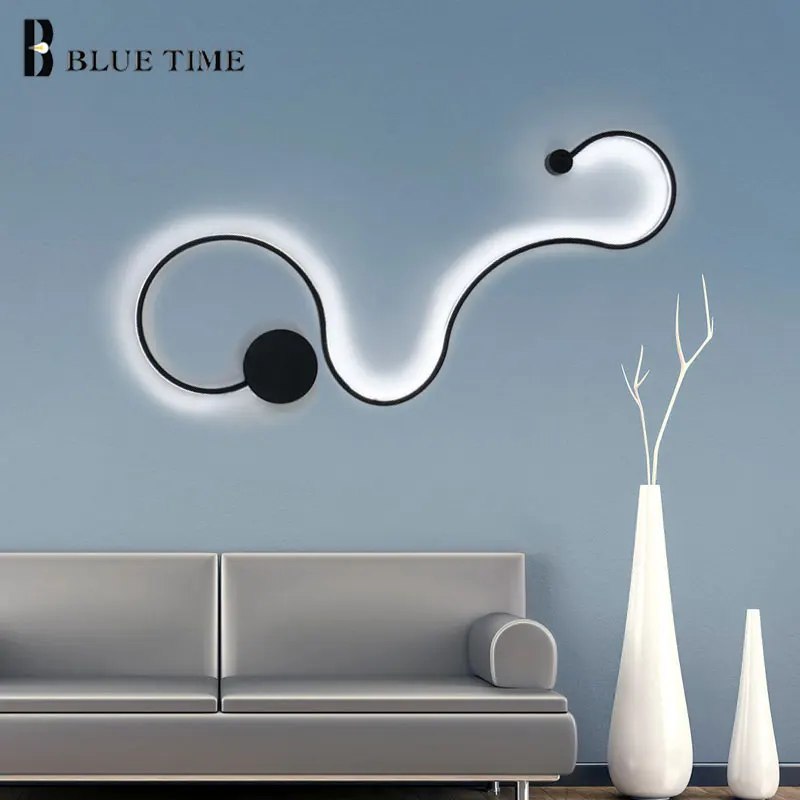 

White&Black Frame Bight Shape LED Wall Lamps For Living Room Dining Room Bedroom Study Room Modern LED Wall Lights AC 220V 110V