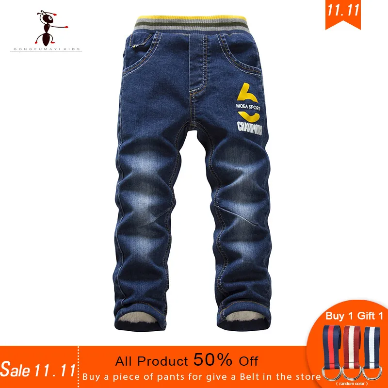 

11.11 Kung Fu Ant Brand Presale Winter Plus Velvet Boys Jeans 24M-8T Warm 16 Style Choices Babys Pants Buy Pants Give Belt