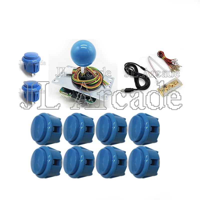 

DIY arcade joystick handle set kits 5 pin 24mm / 30mm push buttons spare parts USB cable to PC joystick button encoder plate &