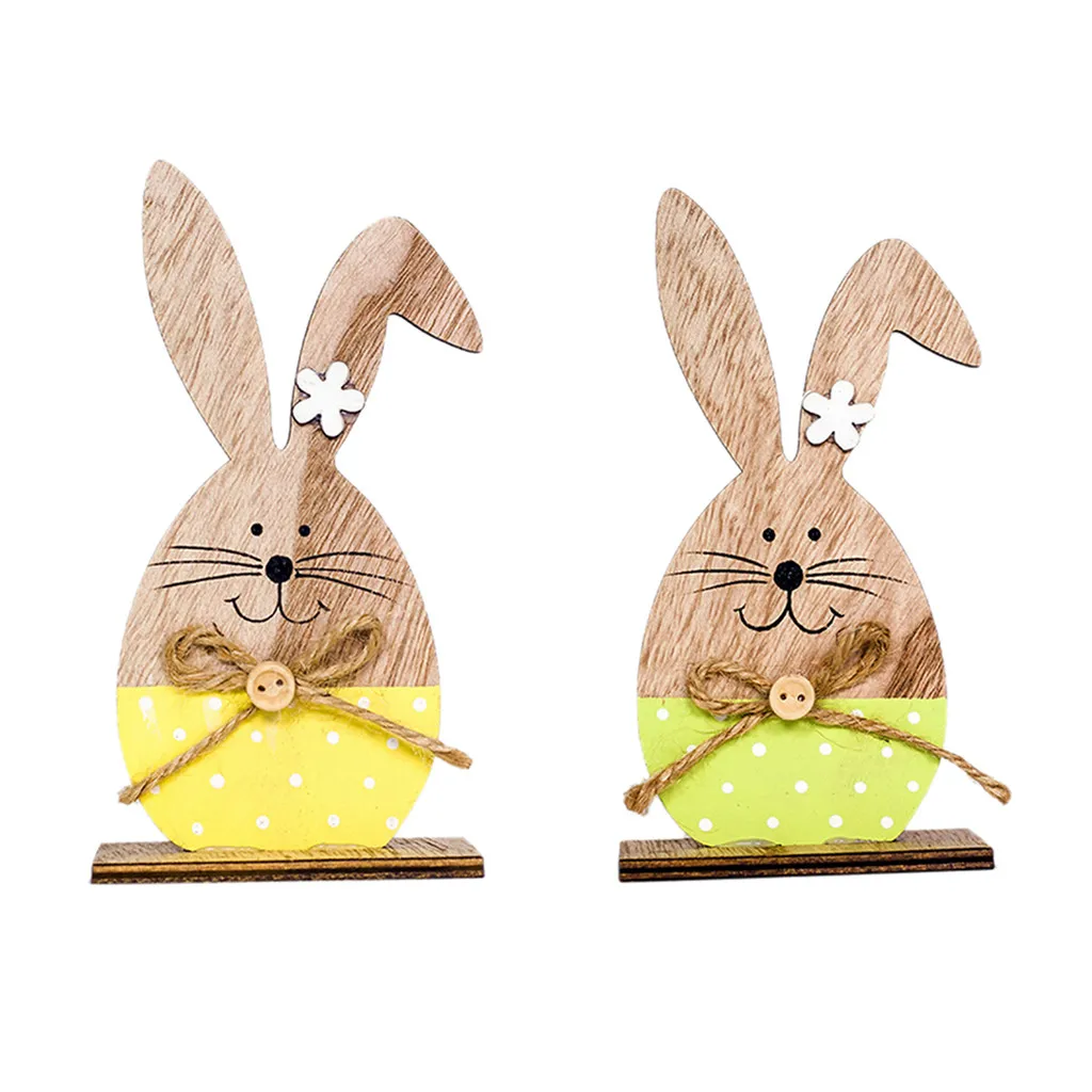 Easter Decorations Wooden Rabbit Shapes Ornaments Craft Gifts Toy