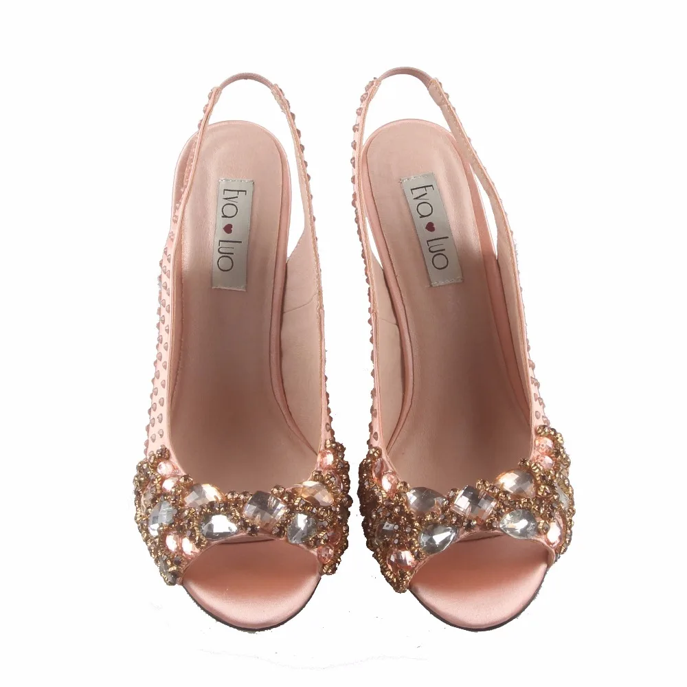 BS851/DHL; комплект из туфель персикового цвета с сумочкой в комплекте; женские туфли с ремешком на пятке; модельные туфли-лодочки; Свадебная обувь для невесты